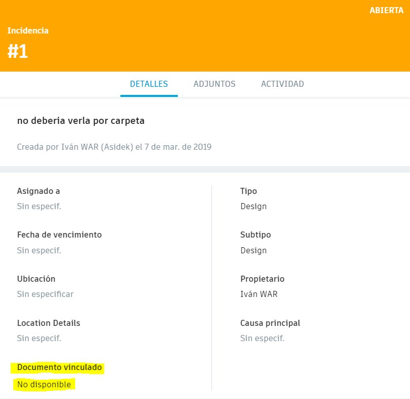 incidencia en BIM360 sin acceso al archivo